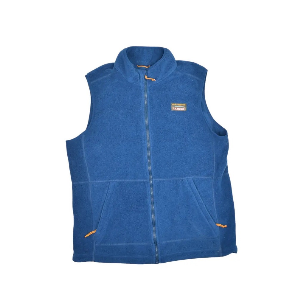 LL Bean Vest Mens L Tall Blue Mountain Classic Fleece Full Zip Jacket Outdoor